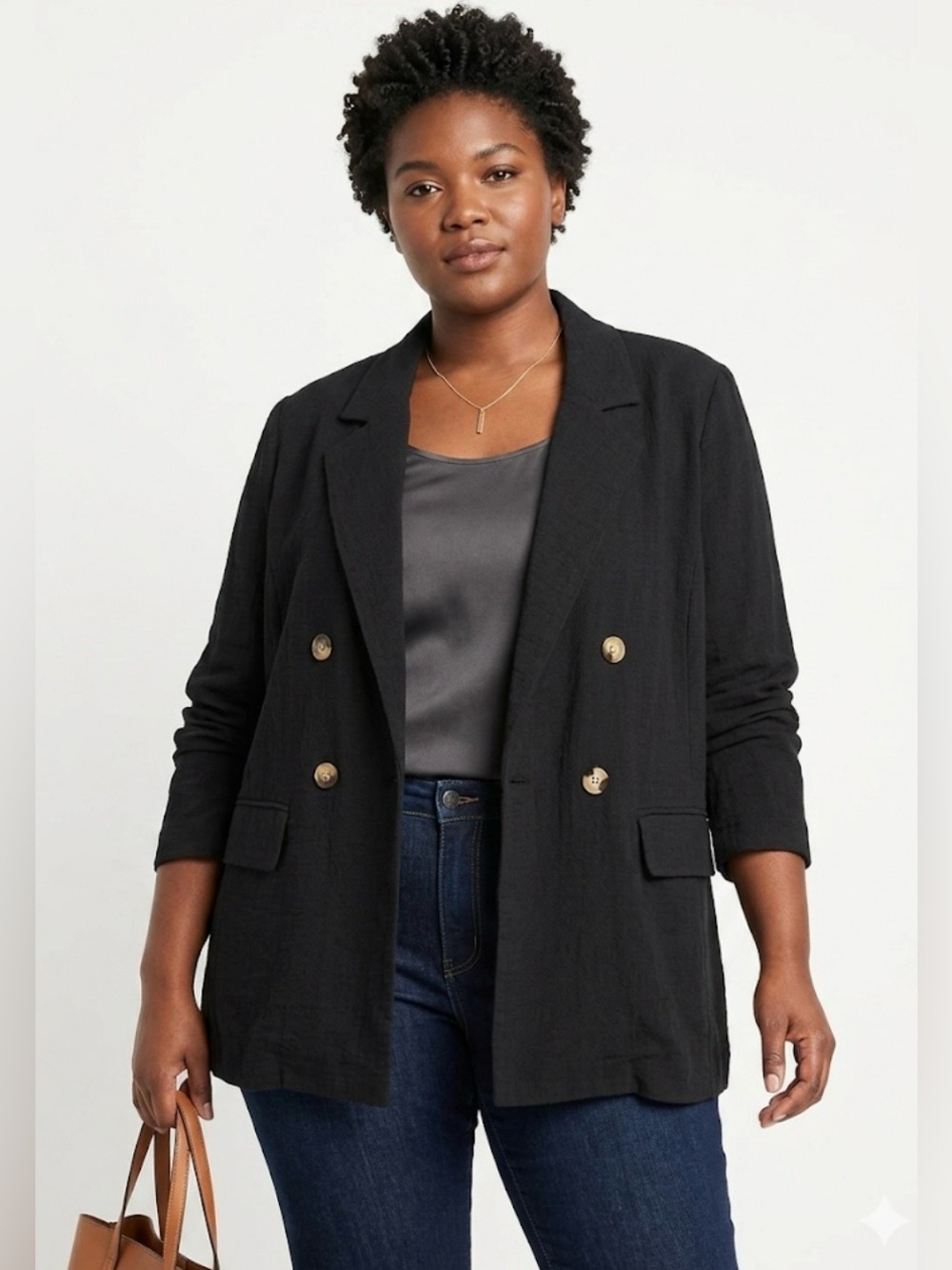 New Day Black Double-Breasted Blazer - Size XXL - Versatile Layering